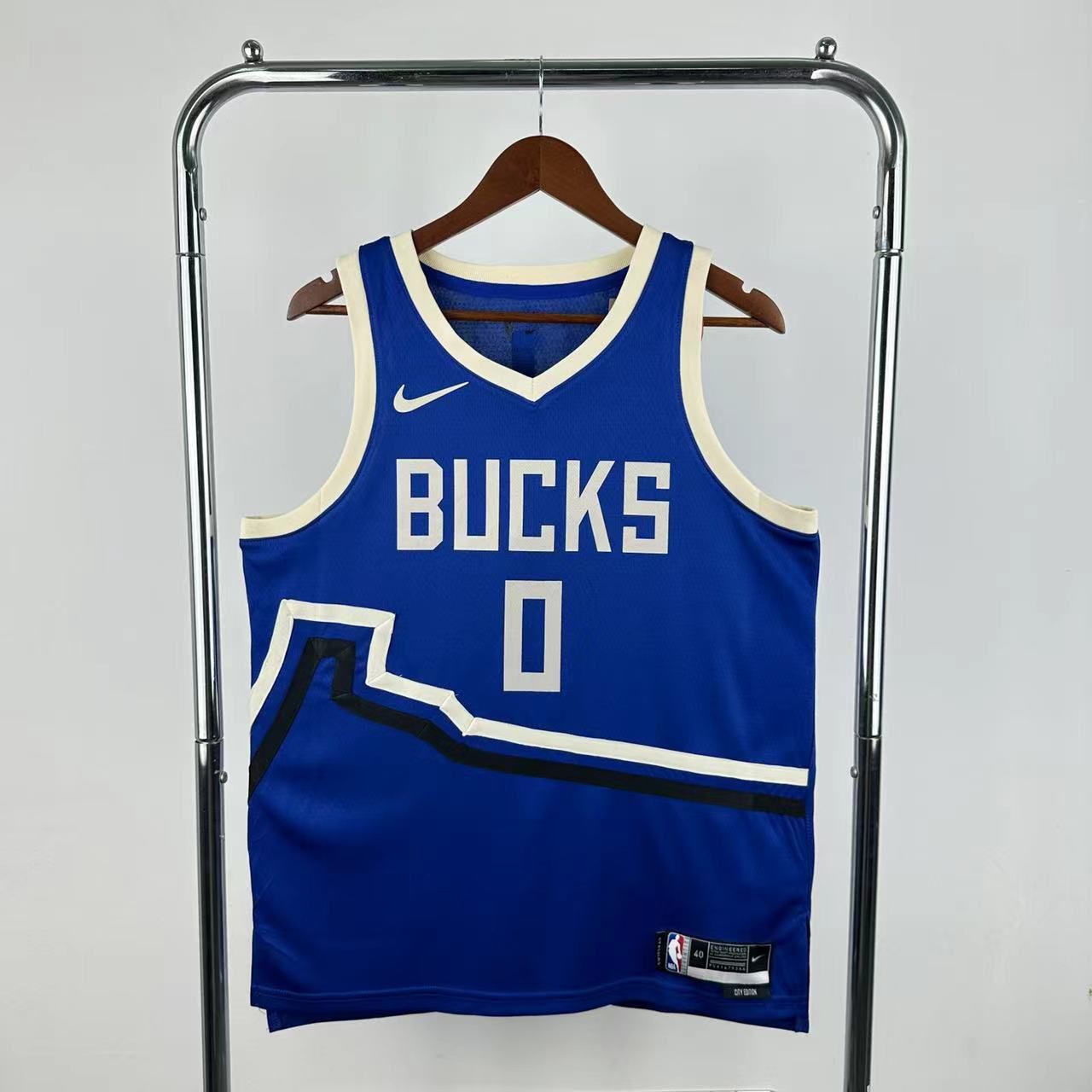 Men Milwaukee Bucks #0 Lillard Blue Nike City Edition Season 2025 NBA Jersey->milwaukee bucks->NBA Jersey